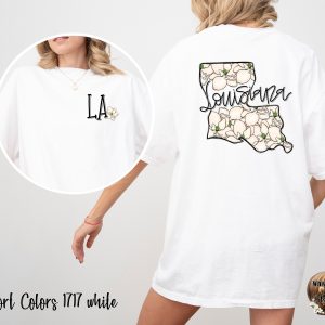 Comfort Colors C1717 Louisiana Magnolia T Shirt, LA State Flower Tee, Southern Pride Shirt, Floral State Outline T-Shirt, Gift for Louisiana