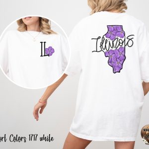 Comfort Colors C1717 Illinois Violet T Shirt, Floral State Shirt, Illinois Shirt, Violet Flower Shirt, Cute State Shirt, Illinois Gift Tee