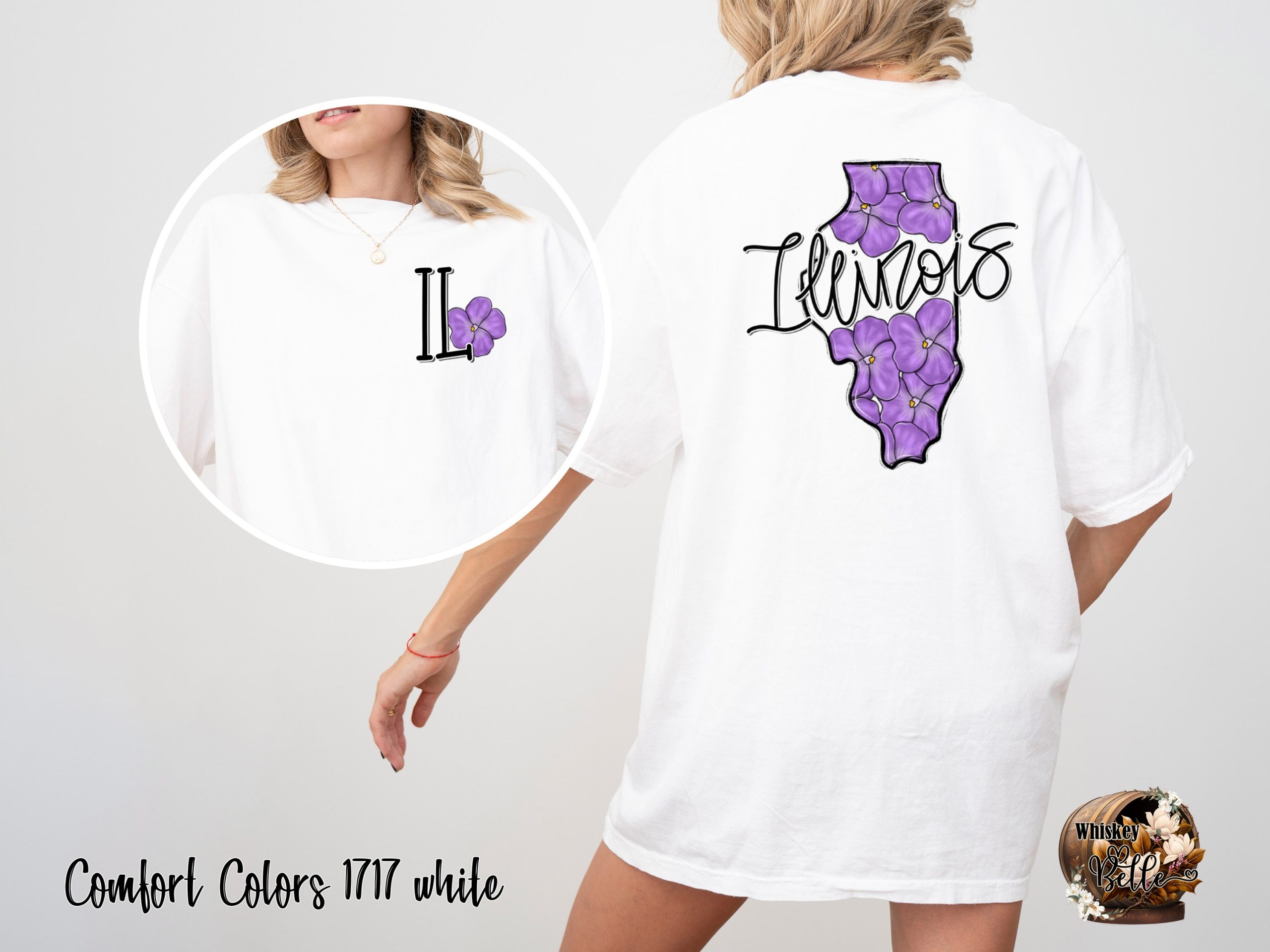 Comfort Colors C1717 Illinois Violet T Shirt, Floral State Shirt, Illinois Shirt, Violet Flower Shirt, Cute State Shirt, Illinois Gift Tee