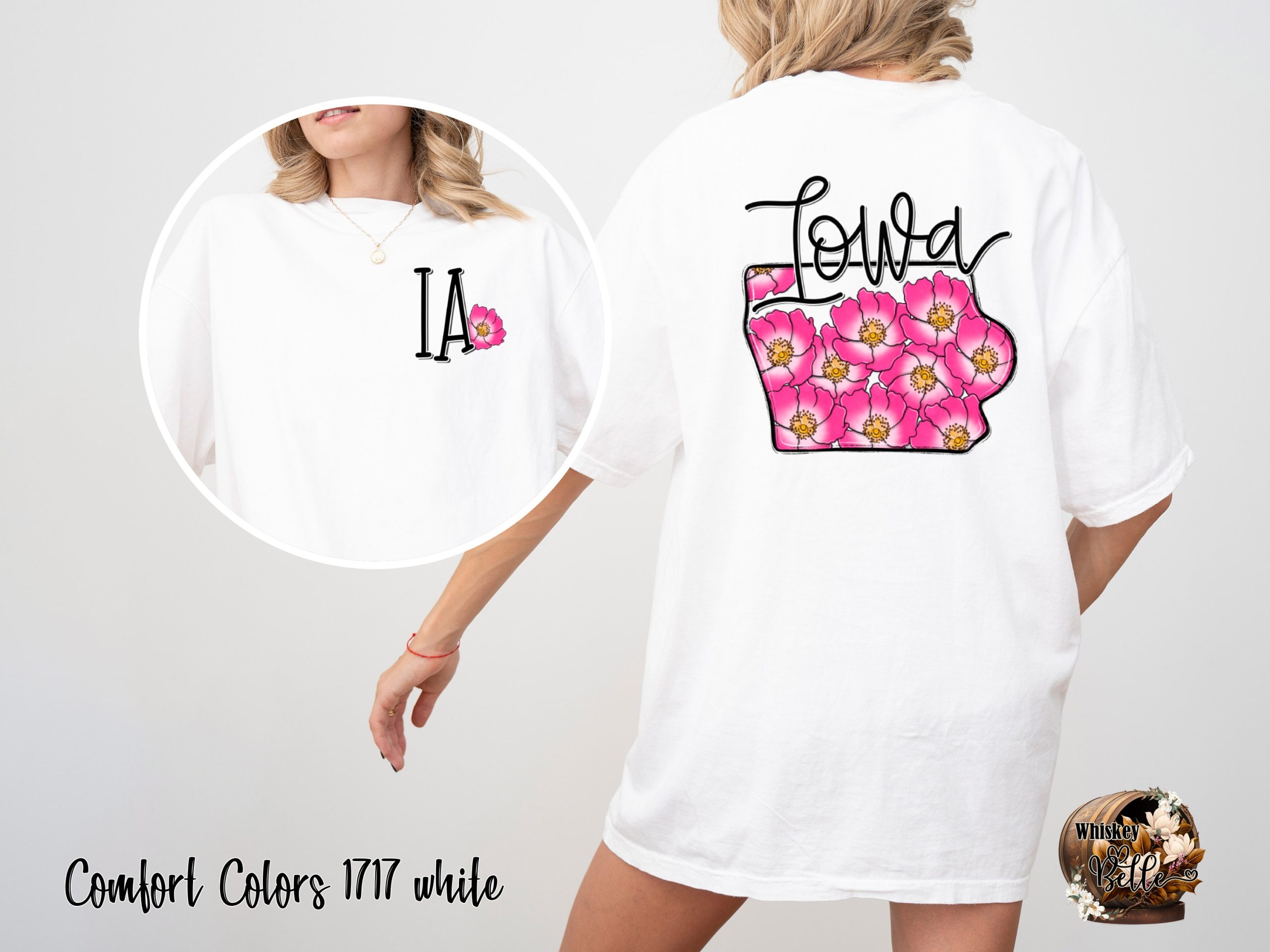 Comfort Colors C1717 Iowa Floral Shirt, Iowa State Flower TShirt, Iowa Wild Rose Tee, Iowa Souvenir Shirt, Iowa Pride T-Shirt, Iowa Gift