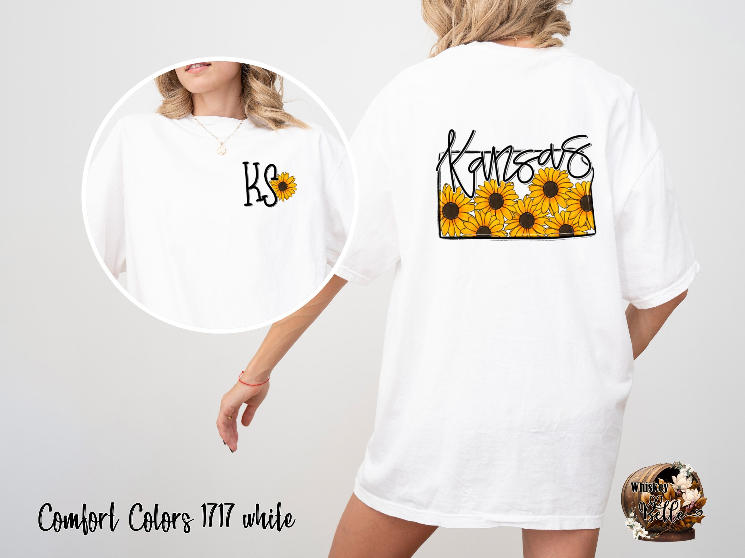 Comfort Colors C1717 Kansas Sunflower T-Shirt, State Pride Tee, Floral KS Shirt, Kansas Lover Gift, Sunflower Graphic Tee, Trendy Summer