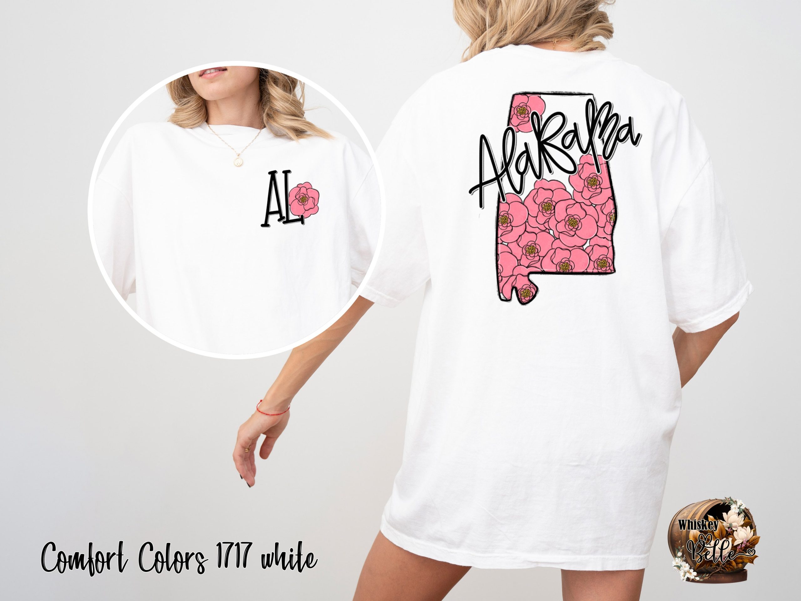 Comfort Colors C1717 Alabama Flowers T Shirt, Southern State Pride Tee, Floral State Outline Shirt, University Apparel, Crimson Tide, Roll