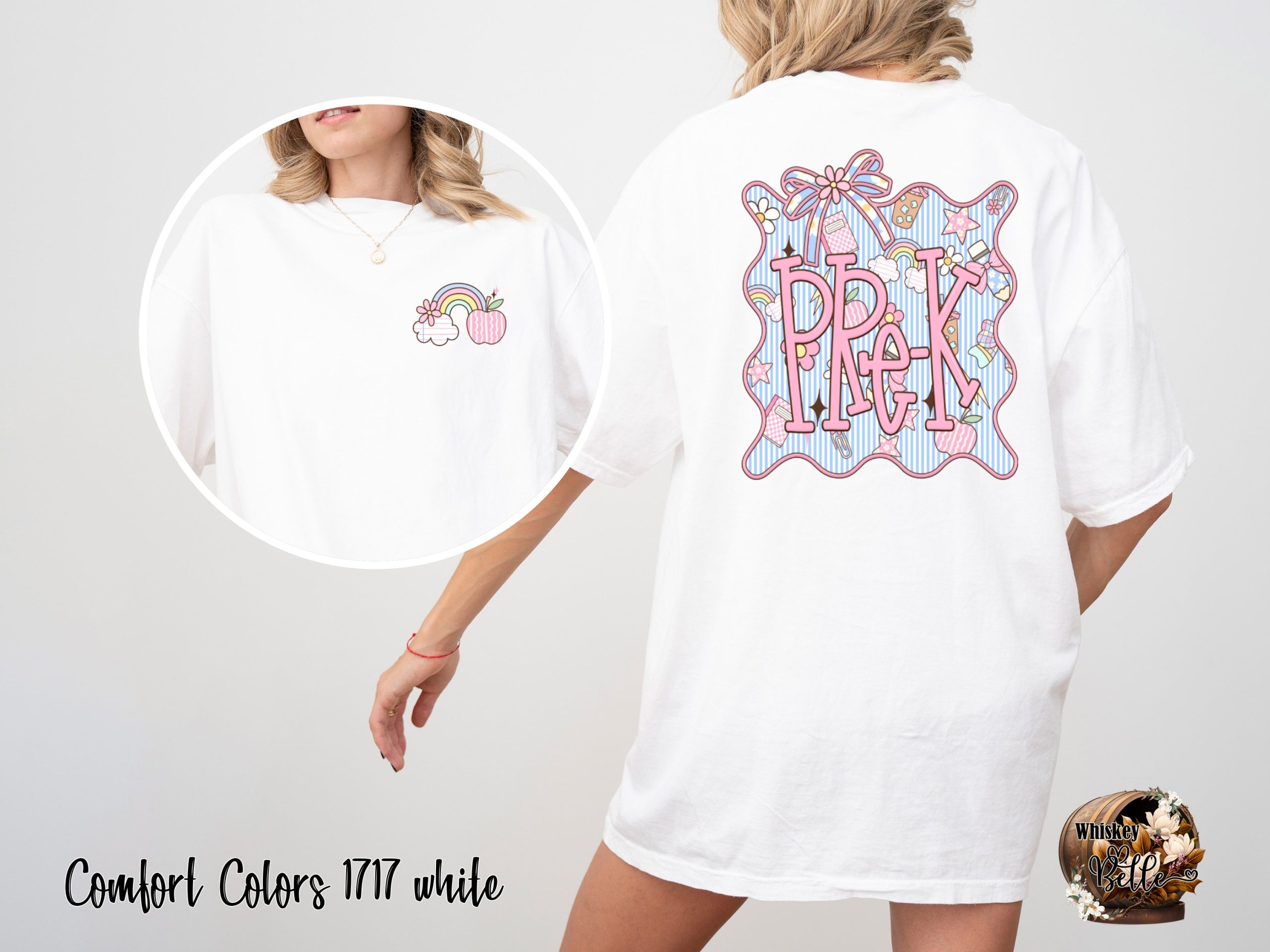 Comfort Colors Pre K T Shirt, Cute Teacher Shirt, Rainbow Apple T-Shirt, Elementary School Tee, Back to School Shirt, Teacher Appreciation - Image 2
