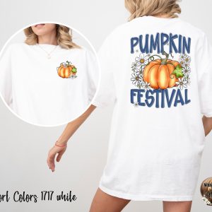 Comfort Colors 1717 Pumpkin Festival T-Shirt, Autumn T Shirt, Fall Harvest Shirt, Daisy Flowers Shirt, Thanksgiving T-Shirt, Floral Design
