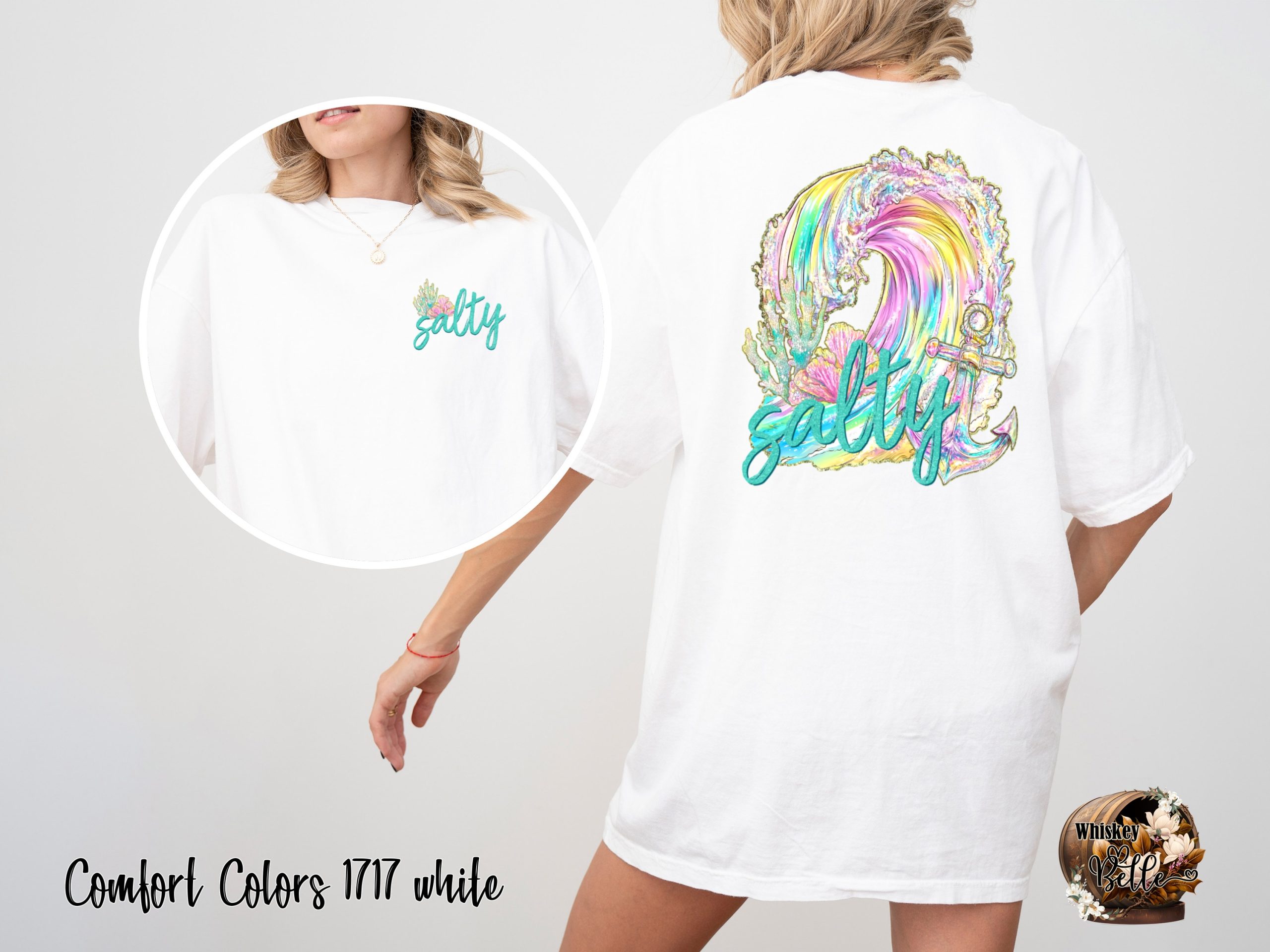 Comfort Colors 1717 Salty T-Shirt, Ocean Wave Tee, Beach Lover Gift, Sea Anchor Top, Summer Apparel, Vacation Shirt, Coastal Vibes