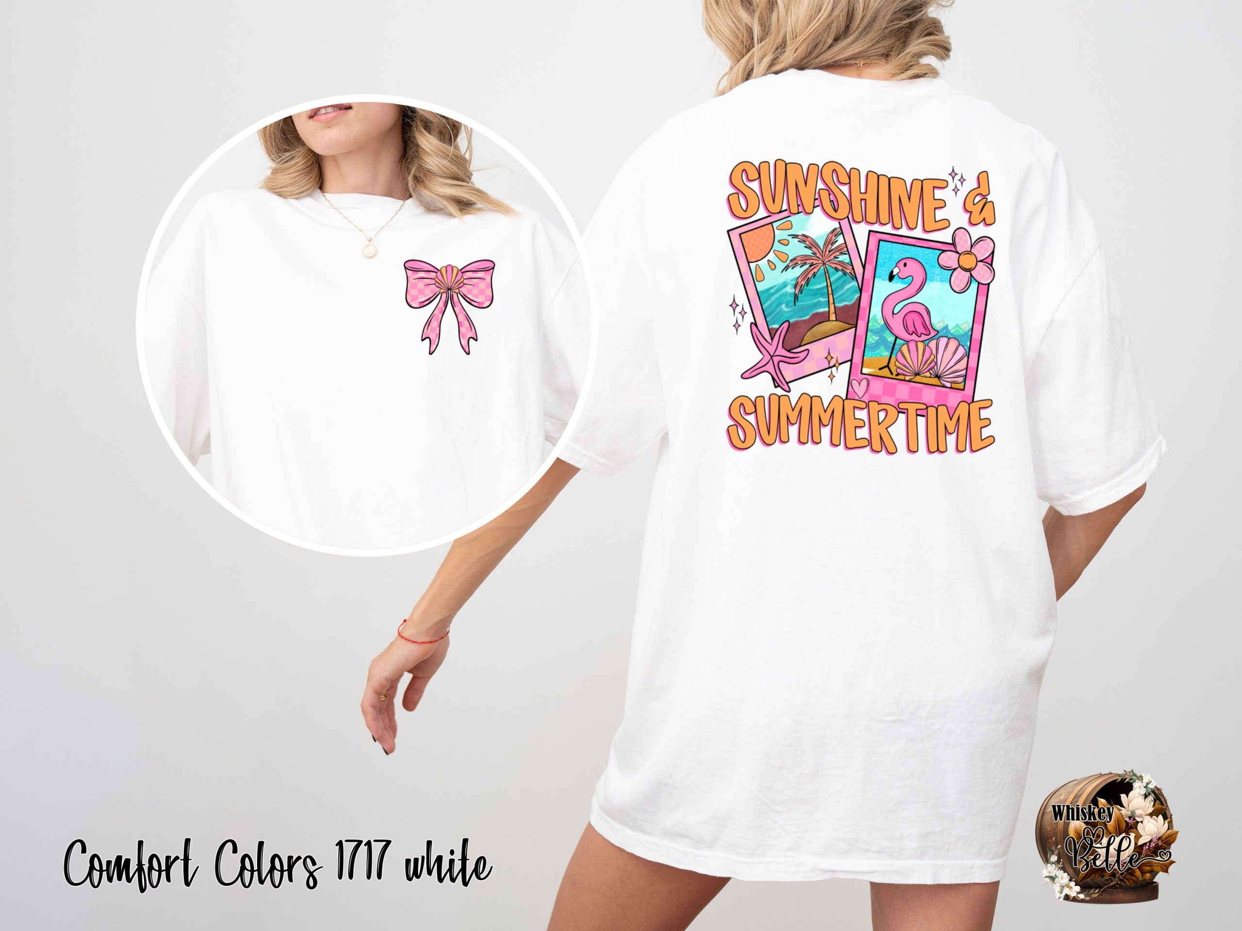 Comfort Colors 1717 Sunshine and Summertime T-Shirt, Flamingo T-Shirt, Beach Vacation T-Shirt, Tropical Tee, Girly T-Shirt, T-Shirt