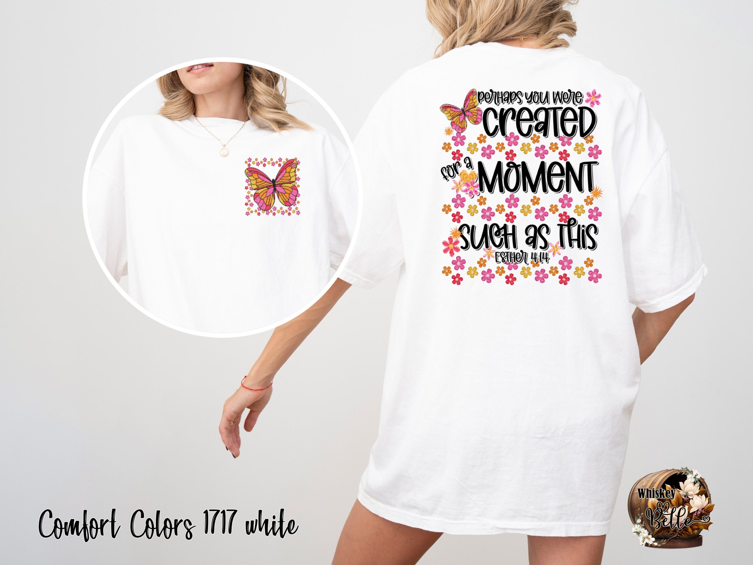 Comfort Colors C1717 Butterfly T-Shirt, Christian Esther 4 14 Shirt, Floral Shirt, Religious T Shirt, Inspirational Tee, Women's T-Shirt