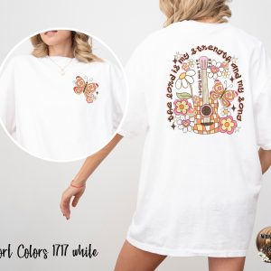 Comfort Colors C1717 Guitar Butterfly T-Shirt, Retro Floral Tee, Psalms 118 14 Shirt, Faith Based T-Shirt, Christian Shirt, Boho TShirt