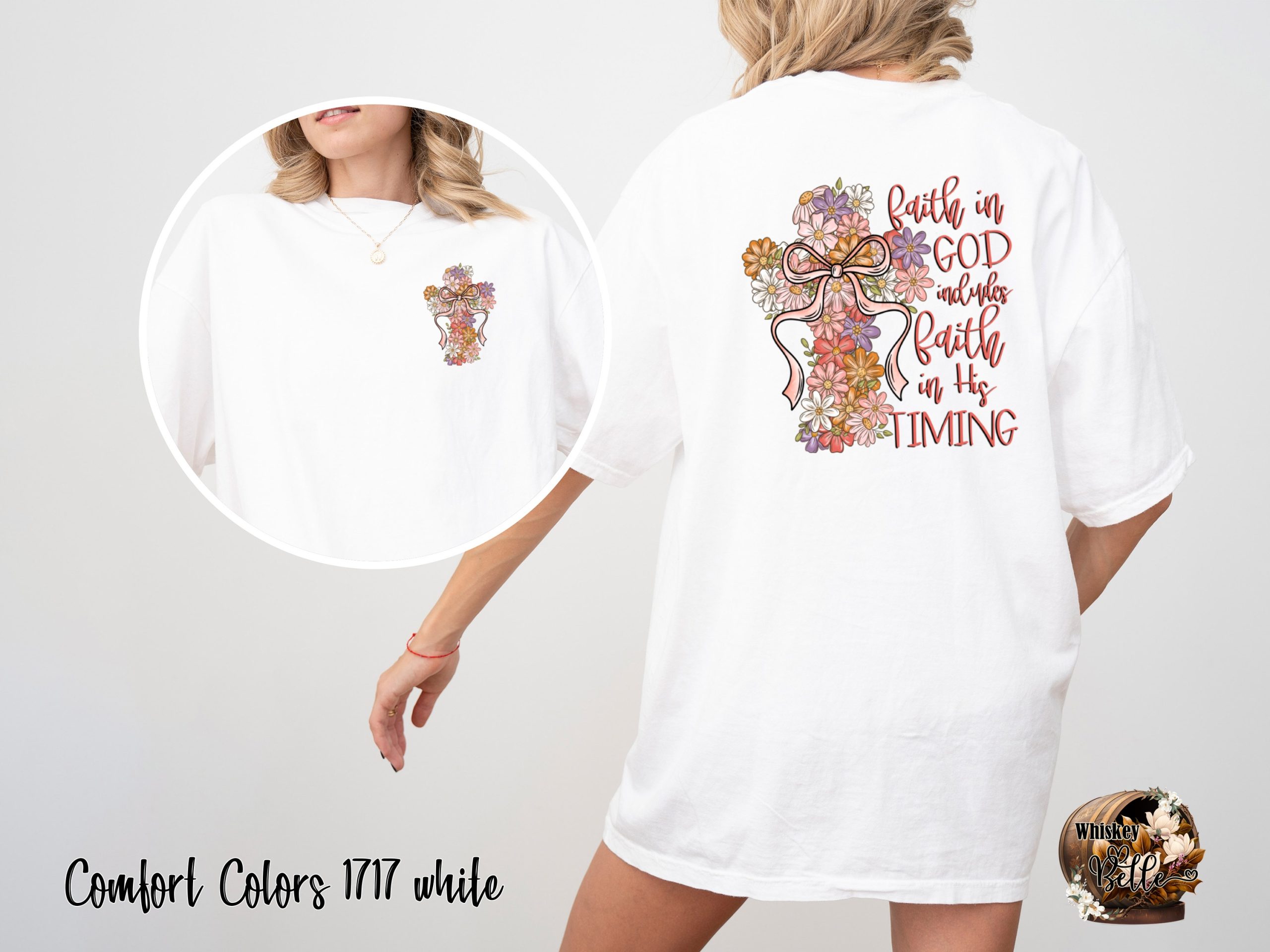 Comfort Colors C1717 Floral Cross T-Shirt, Faith in God T-Shirt, Religious Shirt, Christian Tee, Flower Cross Shirt, Spiritual T-Shirt