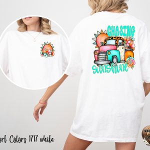 Comfort Colors 1717 Chasing Sunshine T-Shirt, Floral Truck Tee, Summer Graphic Tee, Retro Truck T Shirt, Vacation Shirt, Gift For Her