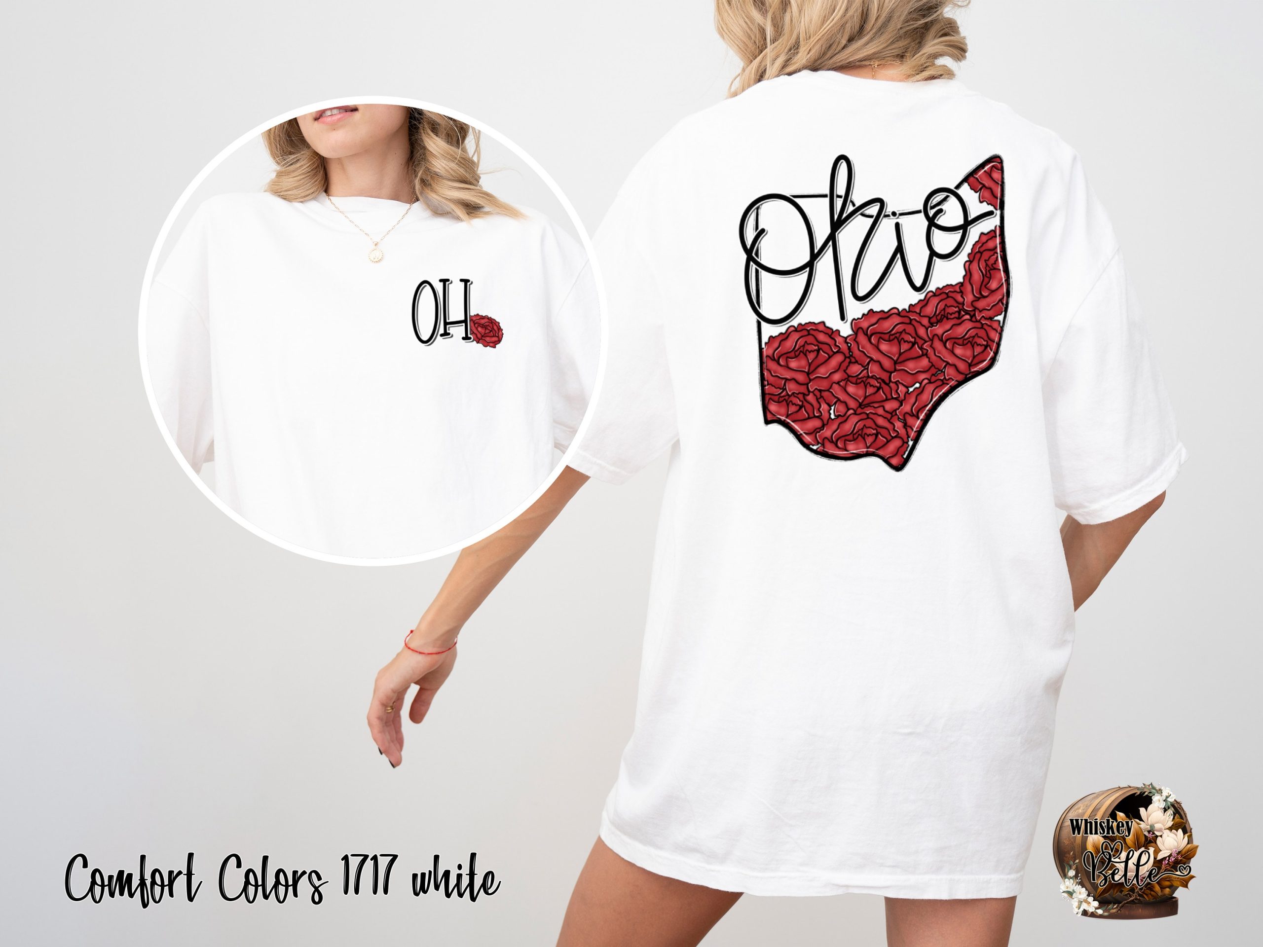 Ohio Rose T-Shirt, State Flower Shirt, Floral Ohio Tee, Ohio Pride Shirt, Home State T-Shirt, Ohio Gift Tee, Ohio Souvenir Shirt