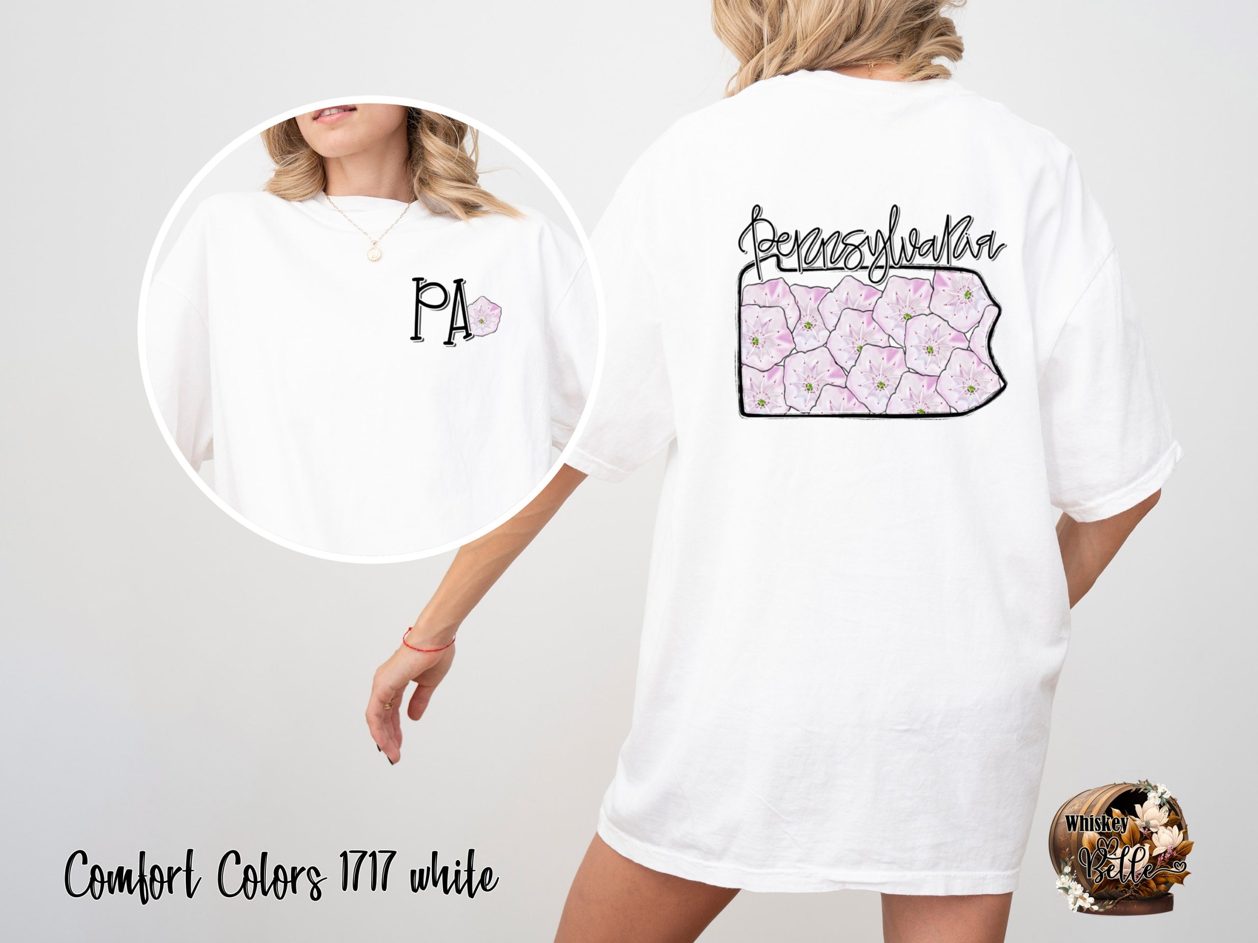 Pennsylvania Laurel T Shirt, PA State Flower Tee, Floral State Pride, Mountain Laurel Gift, Pennsylvania Souvenir, State Map T-Shirt