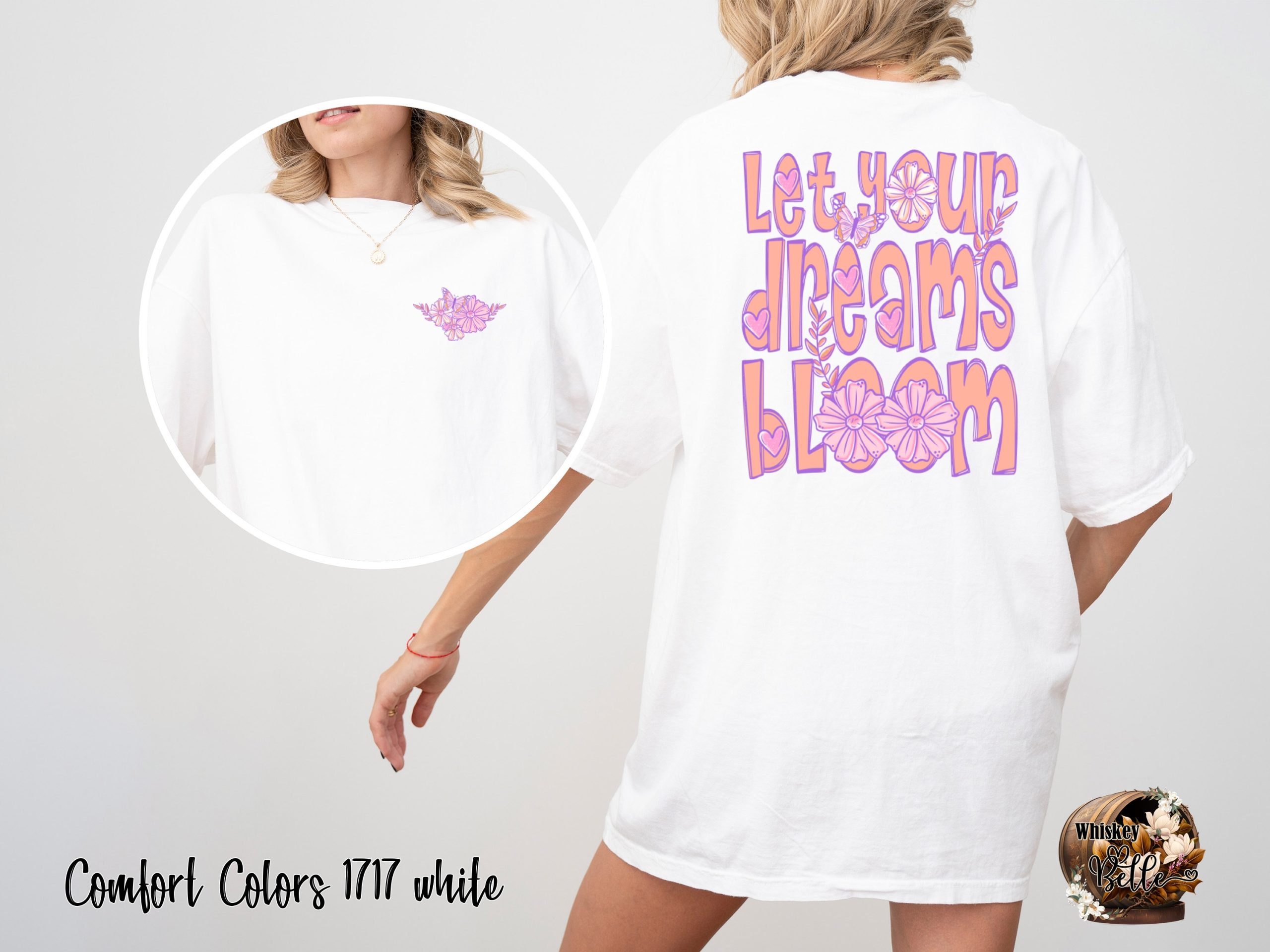 Let Your Dreams Bloom T-Shirt, Floral Butterfly Shirt, Positive Quote Tee, Motivational Graphic Top, Flower Lover Gift, Women's Trendy