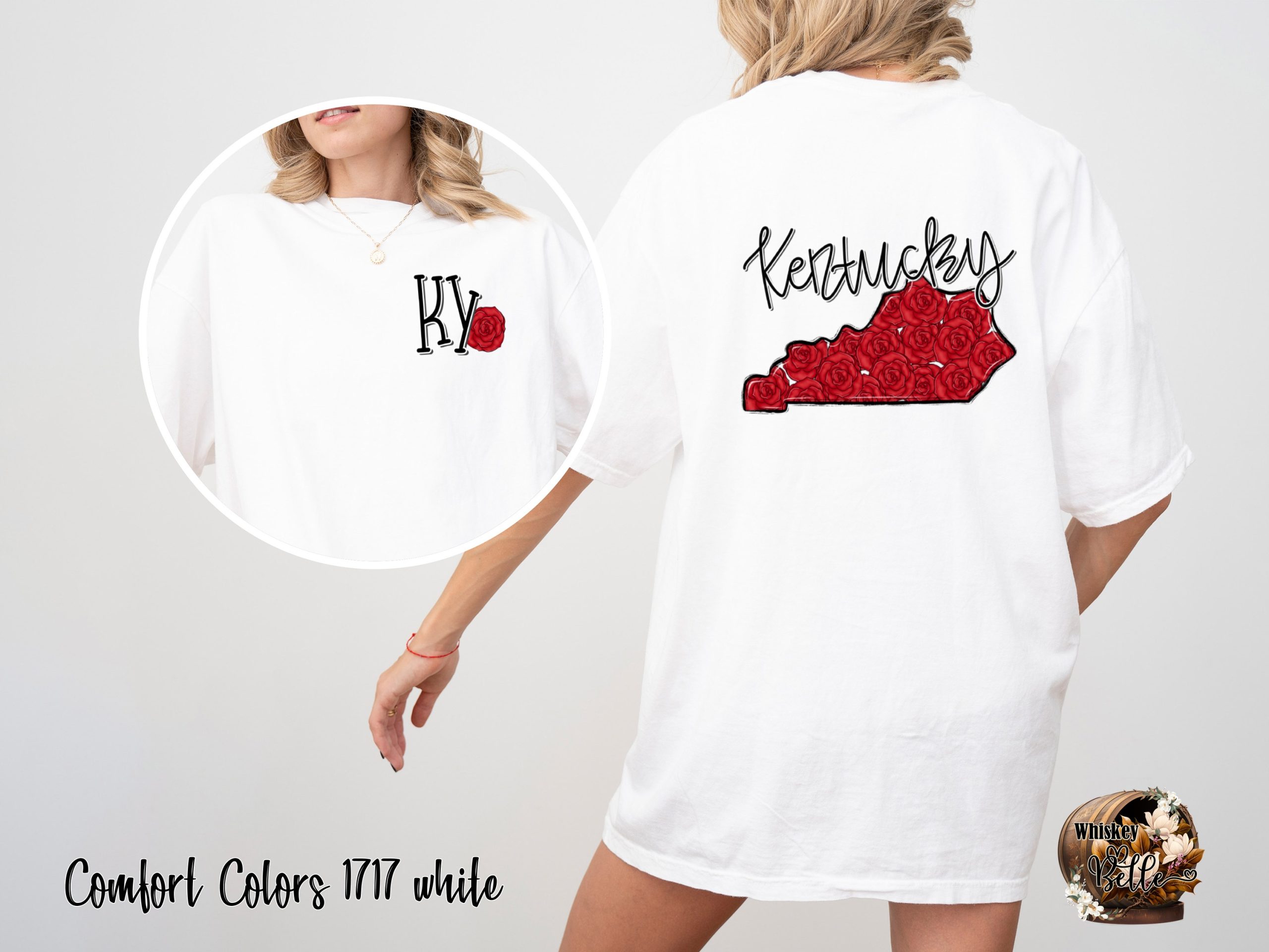 Kentucky Rose T-Shirt, Floral State Pride Tee, KY State Flower Shirt, Souvenir Tee, Gift for Kentucky Lover, Kentucky Map T Shirt