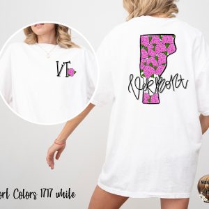 Vermont T Shirt, Flower VT Tee, State Pride Shirt, Floral Vermont Gift, Souvenir Tee, Vacation Shirt, Vermont Lover Top, Unisex T-Shirt