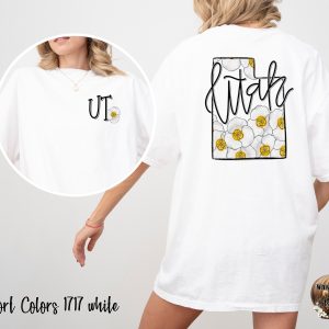 Utah Floral T-Shirt, State Pride Tee, Trendy Utah Shirt, Mountain State Gift, Flower Design Shirt, Souvenir Tee, Unique State Shirt