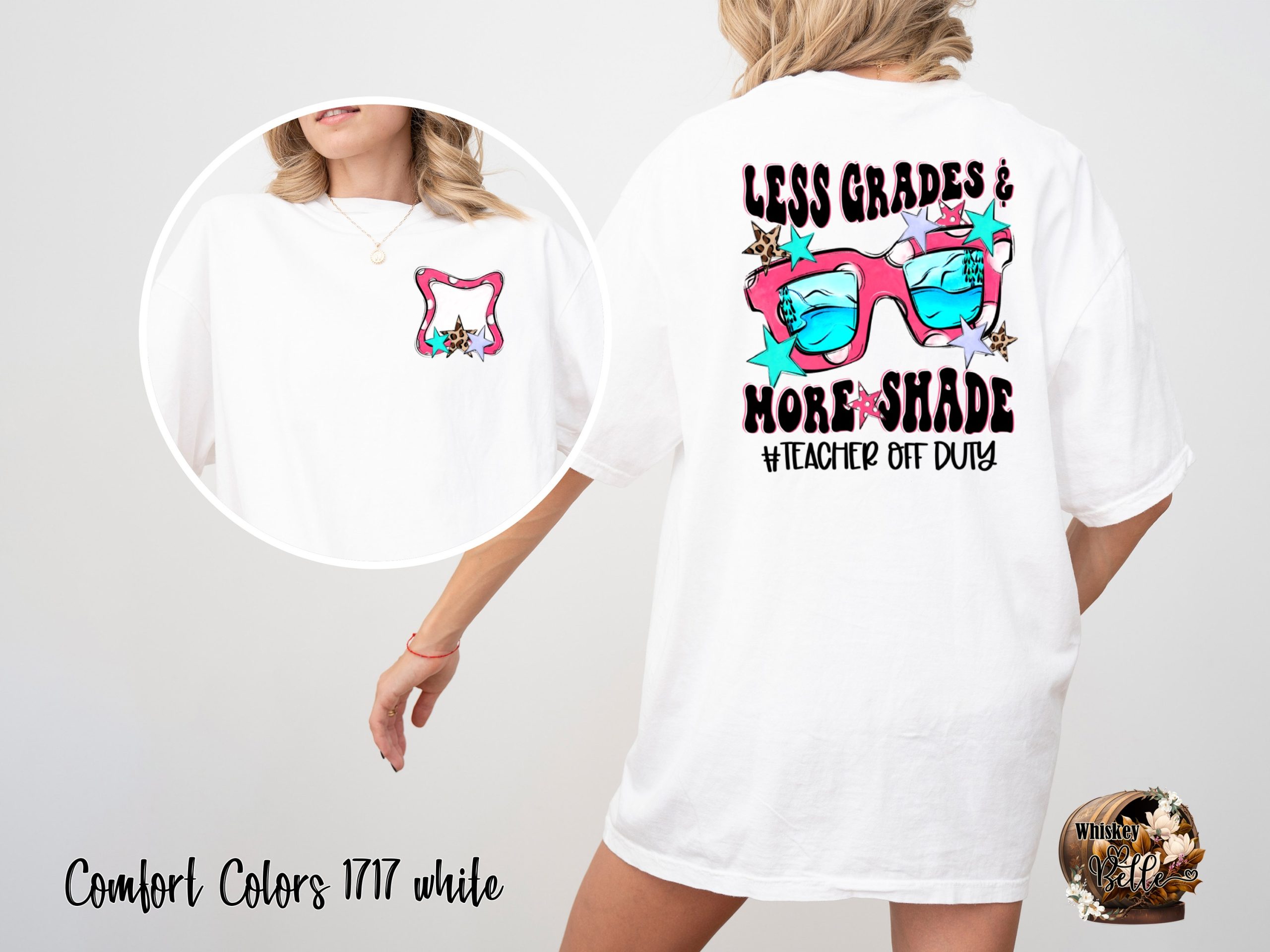 Comfort Colors C1717 Teacher Off Duty T-Shirt, Less Grades More Shade Tee, Sunglasses T Shirt, Teacher Gift, Summer Vacation TShirt, Teacher