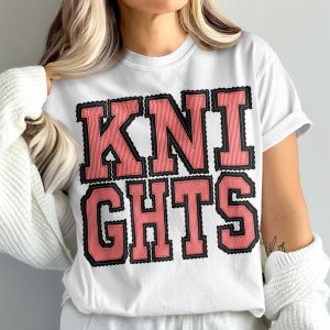 Knights T-Shirt, Comfort Colors 1717, Varsity Style Tee, Team Spirit Shirt, College T Shirt, Pink and Black Apparel, Graphic Design T Shirt