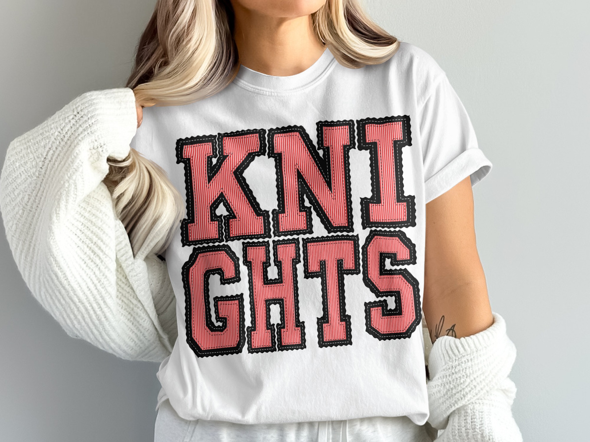 Knights T-Shirt, Comfort Colors 1717, Varsity Style Tee, Team Spirit Shirt, College T Shirt, Pink and Black Apparel, Graphic Design T Shirt