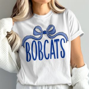 Bobcats T-Shirt, Team Spirit Tee, Blue Bow Shirt, Comfort Colors 1717, Game Day Apparel, Bobcats Fan Gift, Spirit Wear Shirt, School Pride