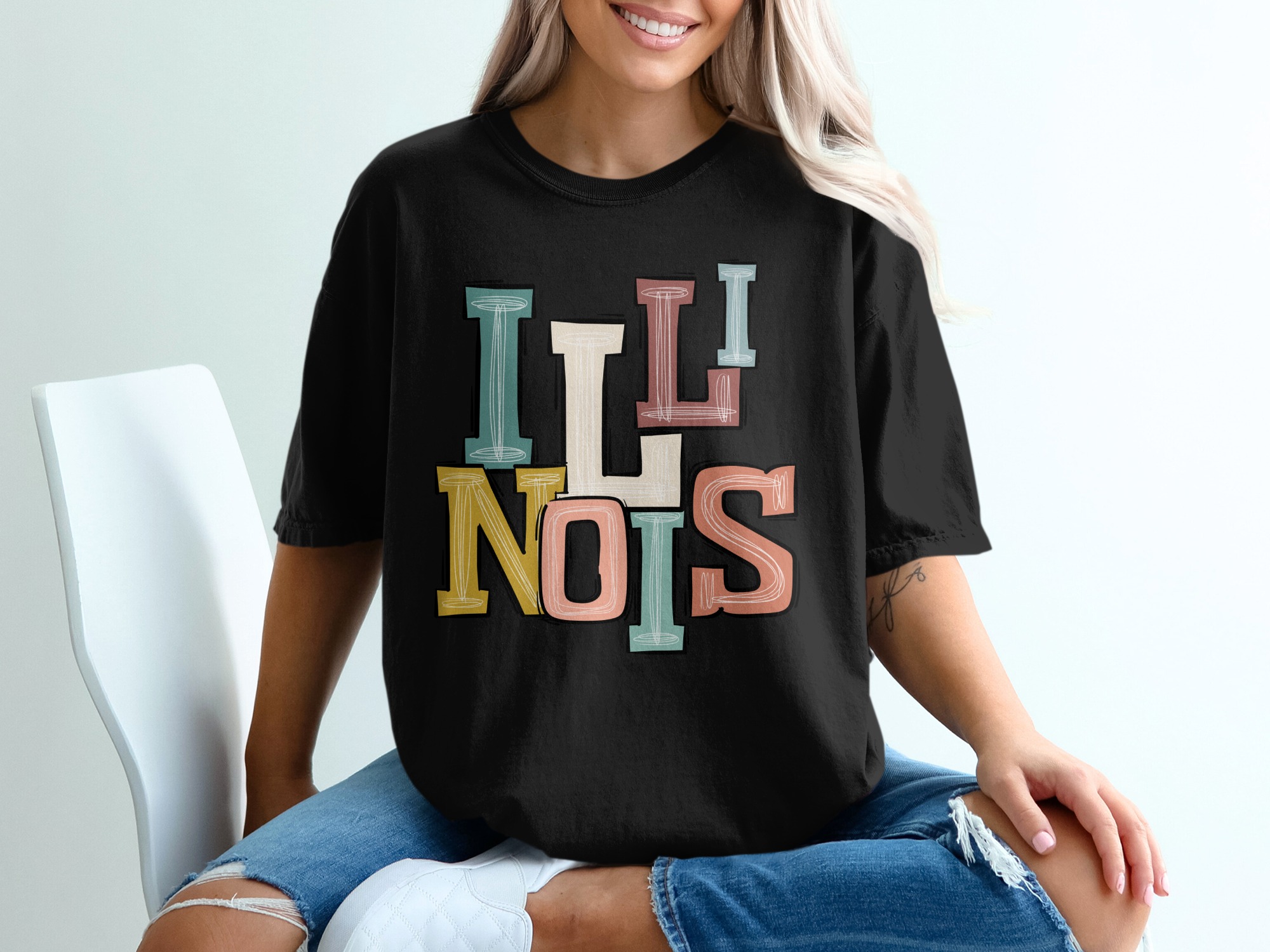 Illinois T-Shirt, Colorful State Pride Tee, Illinois Gift, Illinois Home, State T-Shirt, Illinois Apparel, USA State T-Shirt - Image 2