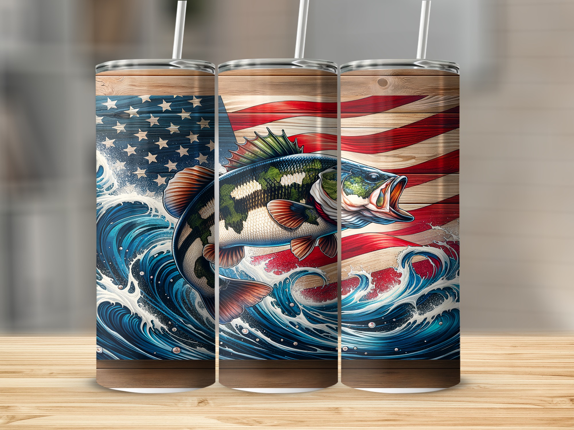 Patriotic Bass 20oz Sublimation Design, American Flag Tumbler Digital Download, USA Fish Tumbler Design, 4th of July, Fishing Tumbler Design