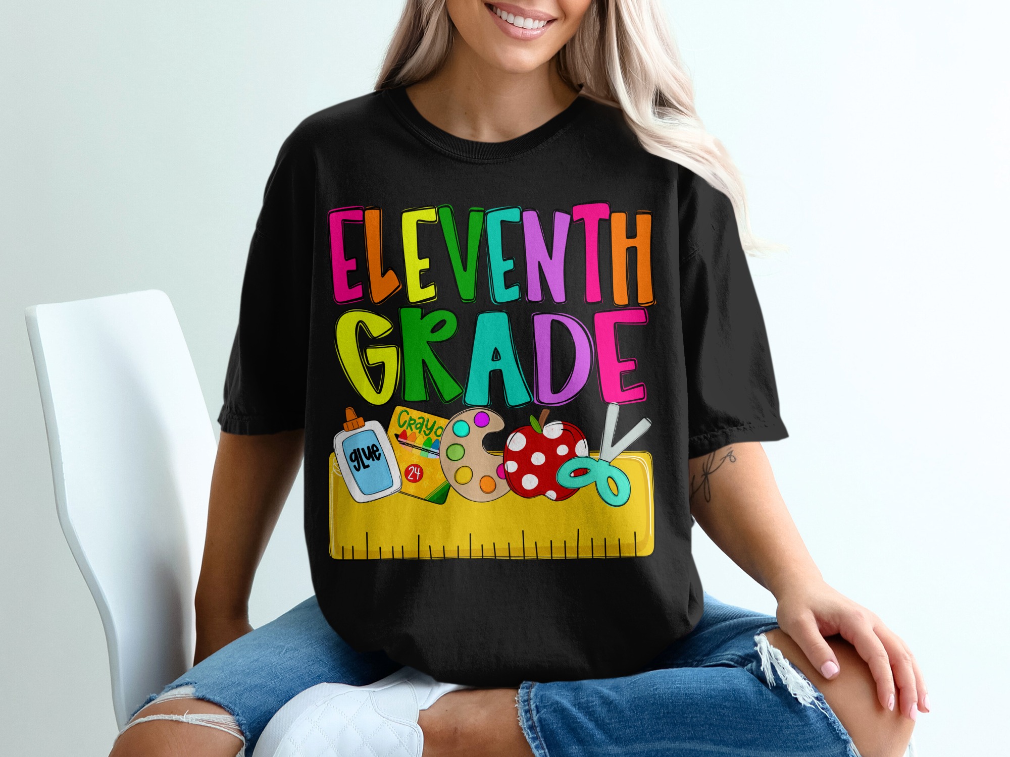 Eleventh Grade T-Shirt, School Supplies Shirt, Back to School Tee, 11th Grade Teacher Gift, Colorful School Shirt, Student T Shirt, Unisex - Image 2