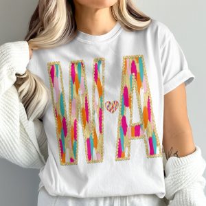 Wa Monogram T-Shirt, Heart T-Shirt, Comfort Colors 1717 T-Shirt, Colorful Letter wa T-Shirt, Trendy wa Shirt, Initial T-Shirt, Gift for wa