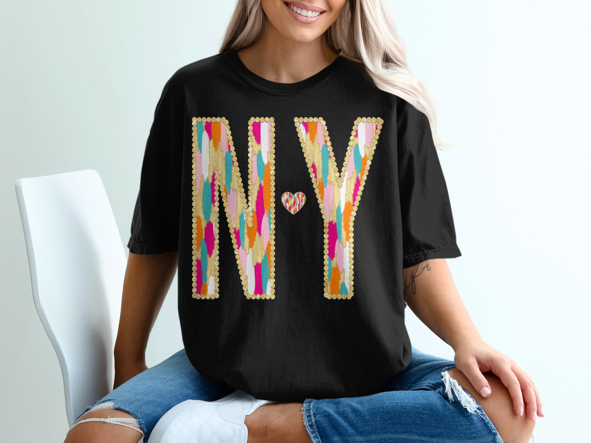 Colorful NY T-Shirt, New York Tee, Graphic Tee, Comfort Colors 1717, City Pride T-Shirt, Trendy Shirt, Gift for New Yorker, Vacation Tee - Image 3
