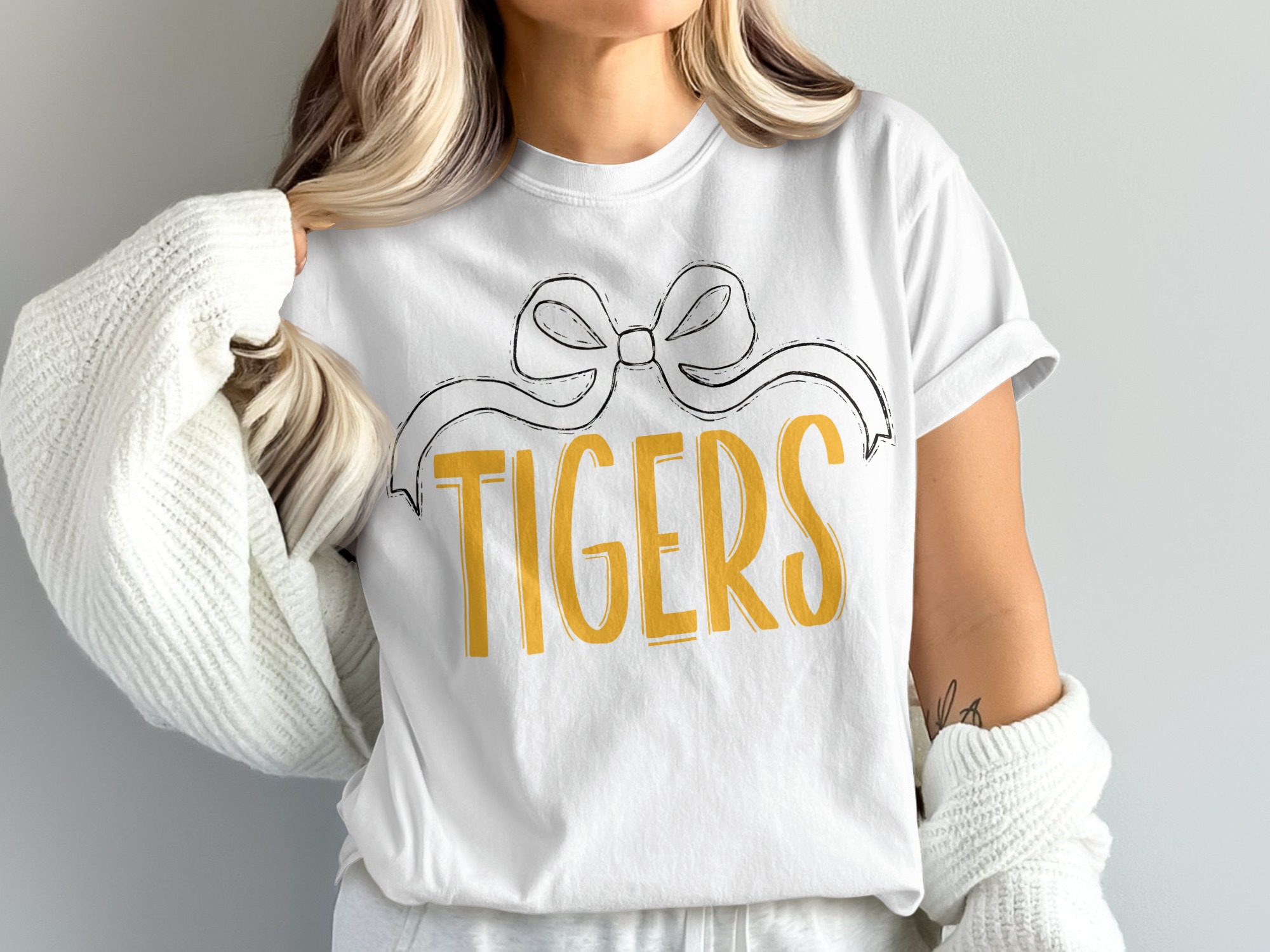 Tigers T Shirt, Bow Shirt, Comfort Colors 1717, Game Day Shirt, College Shirt, Tigers Fan Gift, Sport Tee, Graphic Tee, Trendy Top