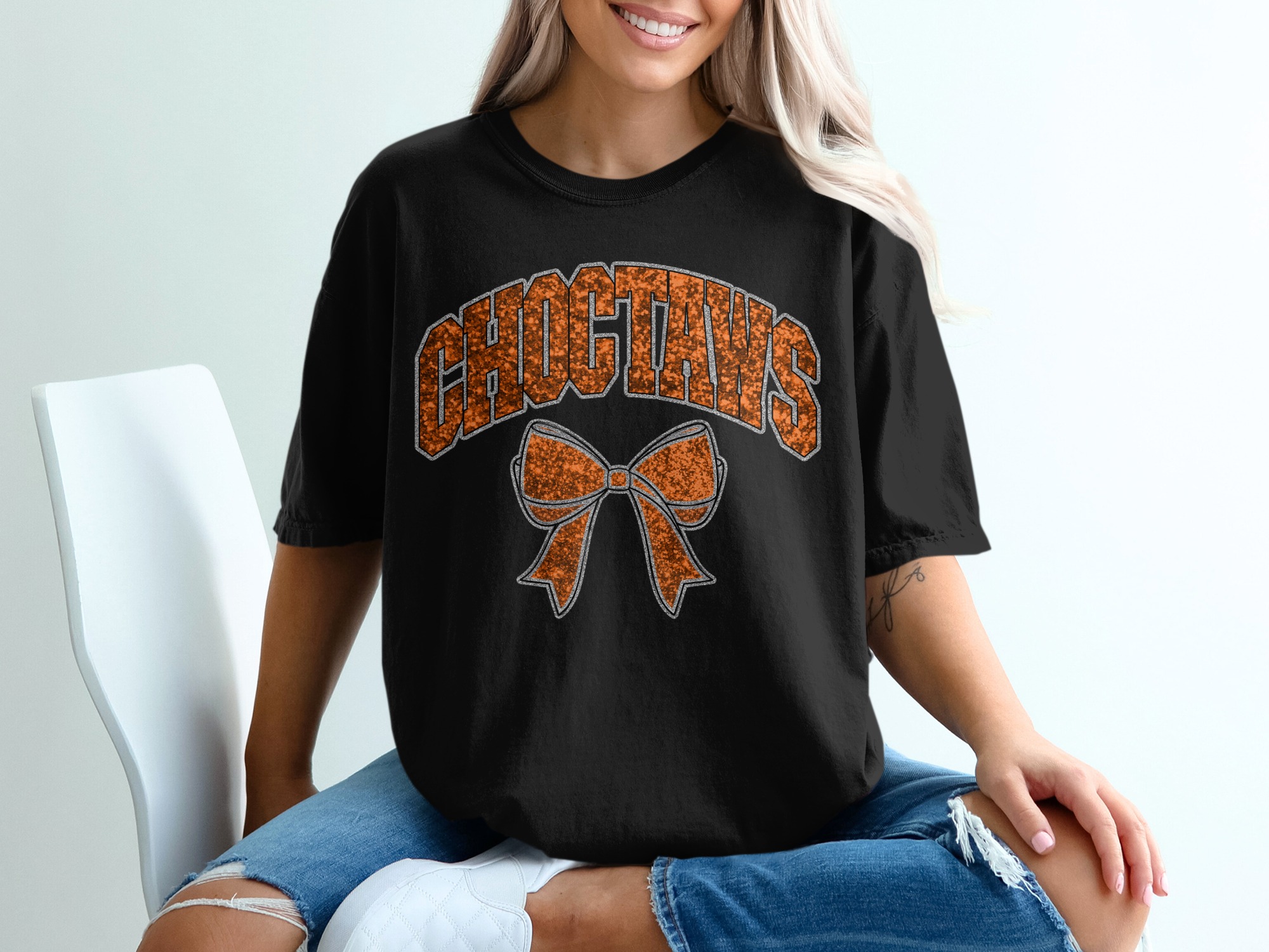 Choctaws T-Shirt, Orange Bow Shirt, School Spirit Tee, Game Day Shirt, College Apparel, Team Pride Gift, Graduation Present, Fan Apparel - Image 2