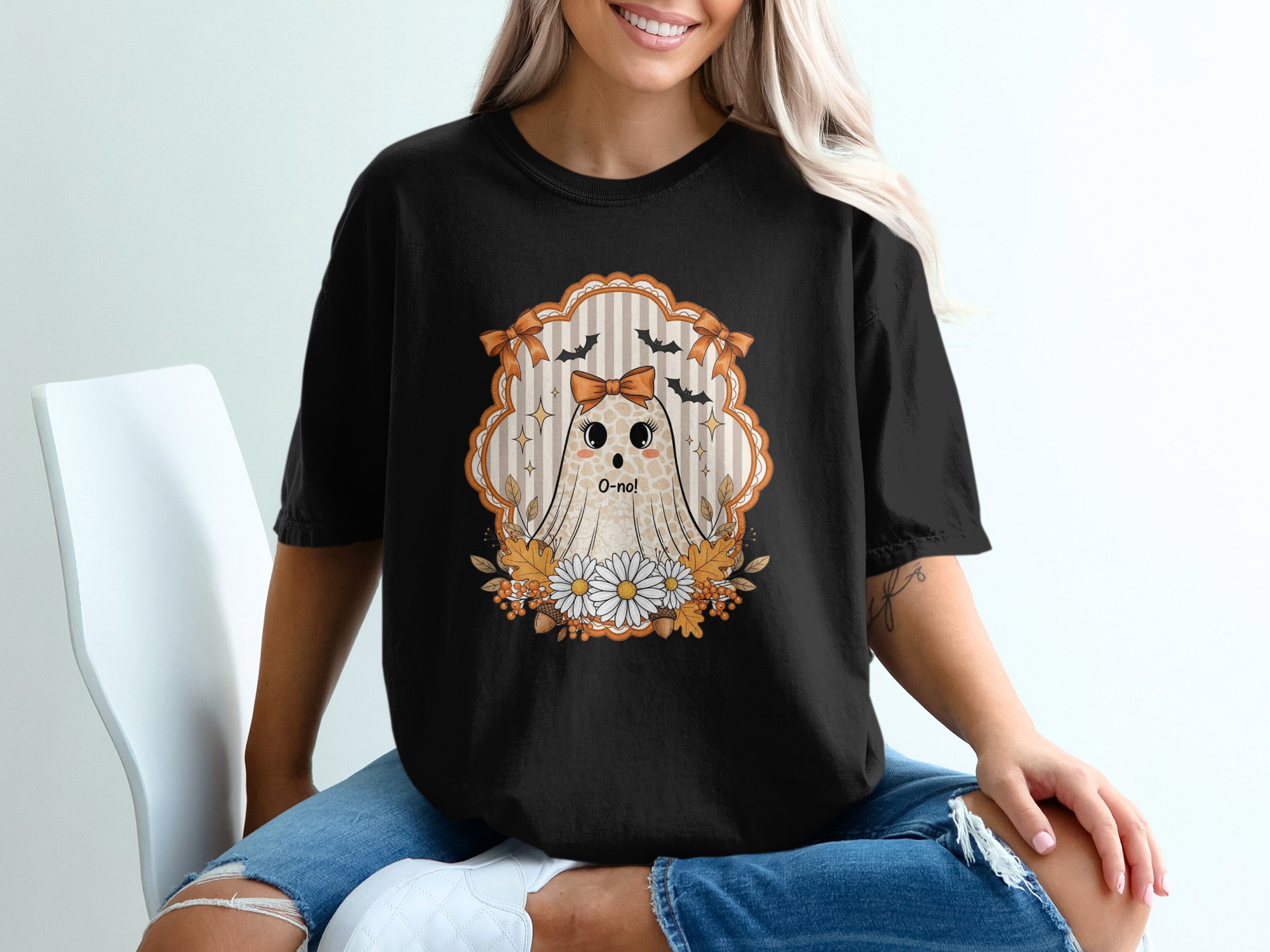 Cute Ghost T-Shirt, Spooky Season Shirt, Halloween T Shirt, Fall T Shirt, Autumn Shirt, Ghost Tee, Kawaii Ghost Shirt, Gift for Halloween - Image 2