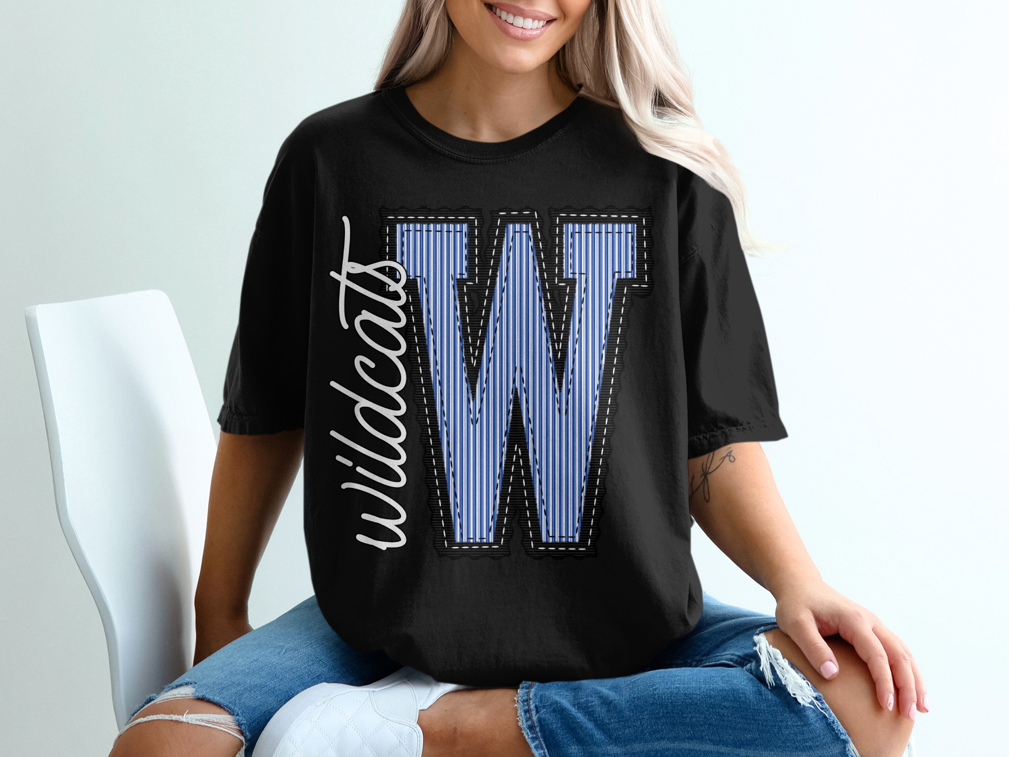 Wildcats T-Shirt, Letter W Tee, Team Spirit Shirt, College Pride, Comfort Colors 1717, Game Day Apparel, Fan Gear, Trendy Shirt, prepster preppy - Image 3