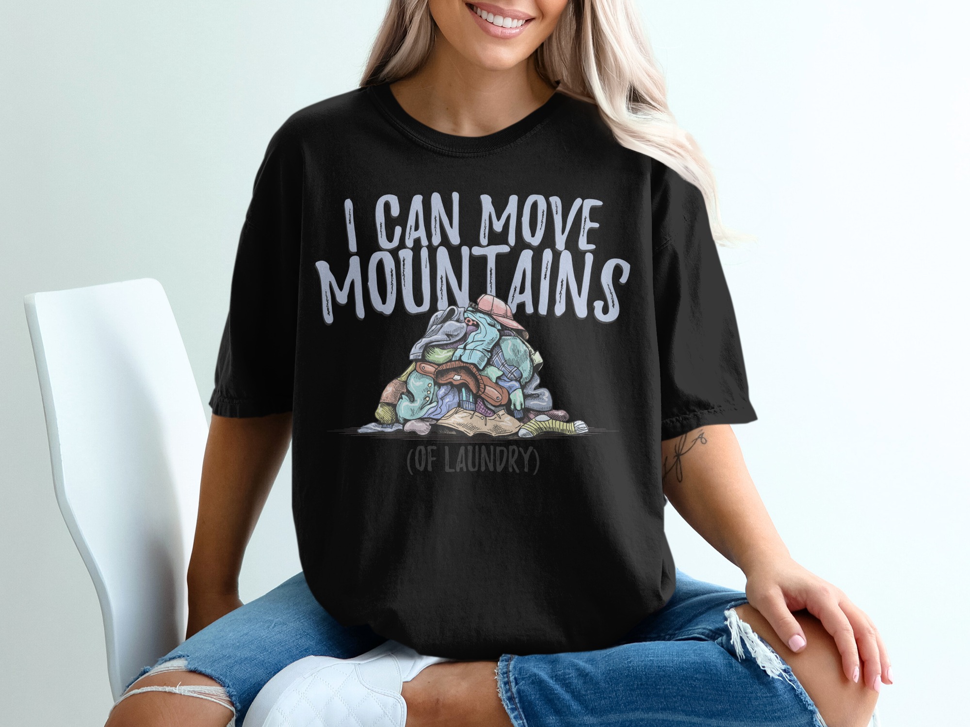 Funny Laundry T Shirt, Move Mountains Tee, Mom Life Shirt, Laundry Day Gift, Humor Tee, Laundry Quote Shirt, Chores Tee, Mom Gift - Image 2