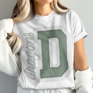 Dragons T Shirt, Initial D Tee, Comfort Colors 1717, Sports Fan Apparel, Team Spirit, School Pride, Personalized Gift for Students, prepster preppy