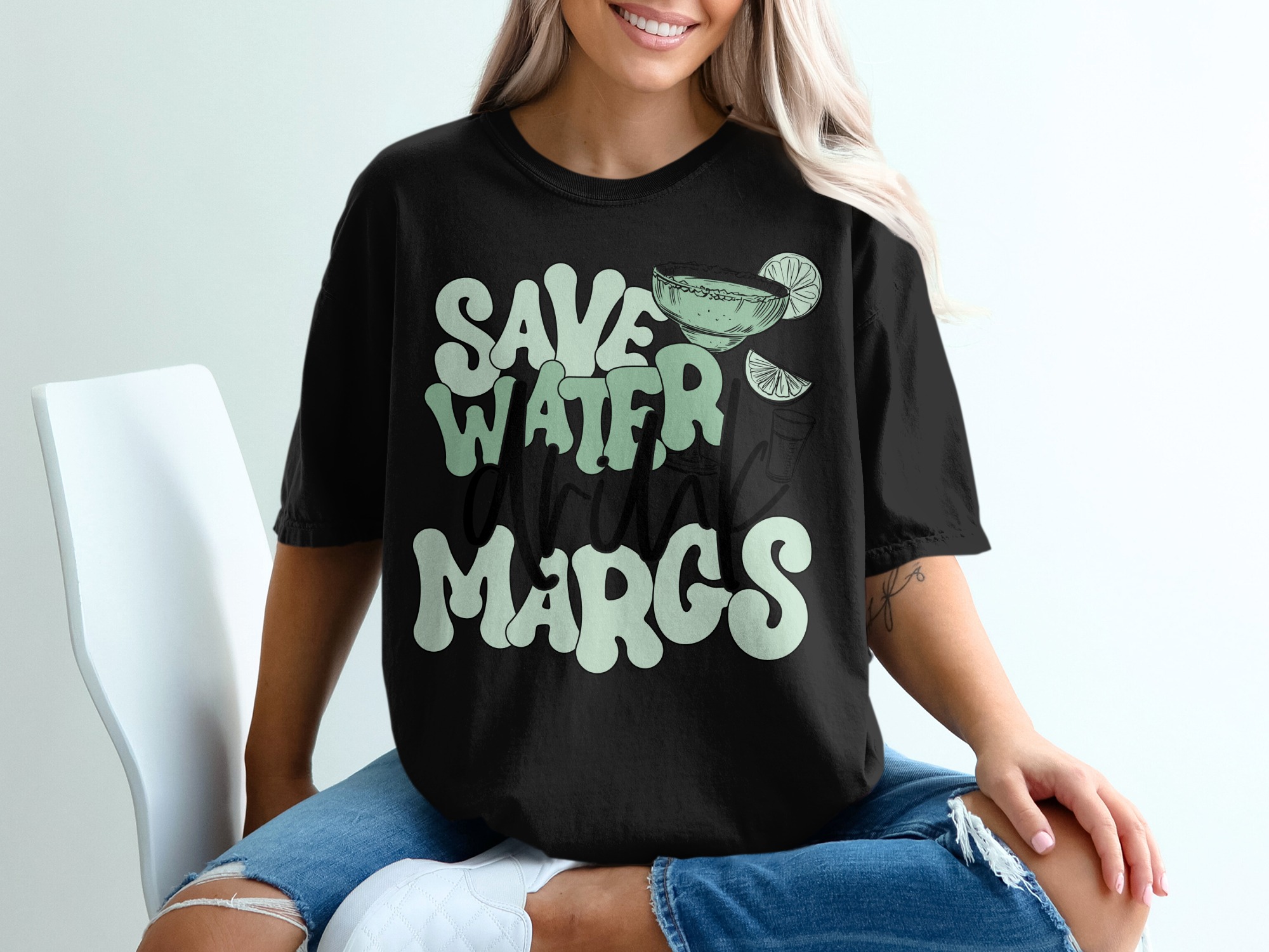 Save Water Drink Margaritas T-Shirt, Margarita Graphic Tee, Fun Drinking Shirt, Trendy Margarita Shirt, Margarita Lover Gift - Image 2