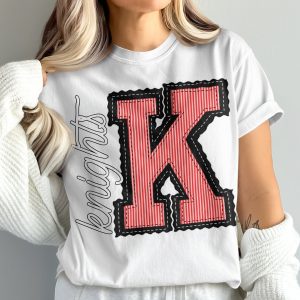 Letter K Knights T-Shirt, Varsity Initial Tee, Comfort Colors 1717, Alphabet Shirt, Red and Black Letter Tshirt, Monogram T-Shirt, Graphic, prepster preppy
