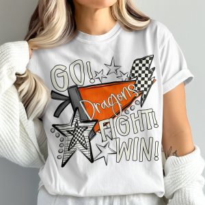 Go Dragons Fight Win T-Shirt, Comfort Colors 1717 Cheer Tee, School Spirit, Team Support, Game Day Apparel, Motivational Shirt, Sports Fan
