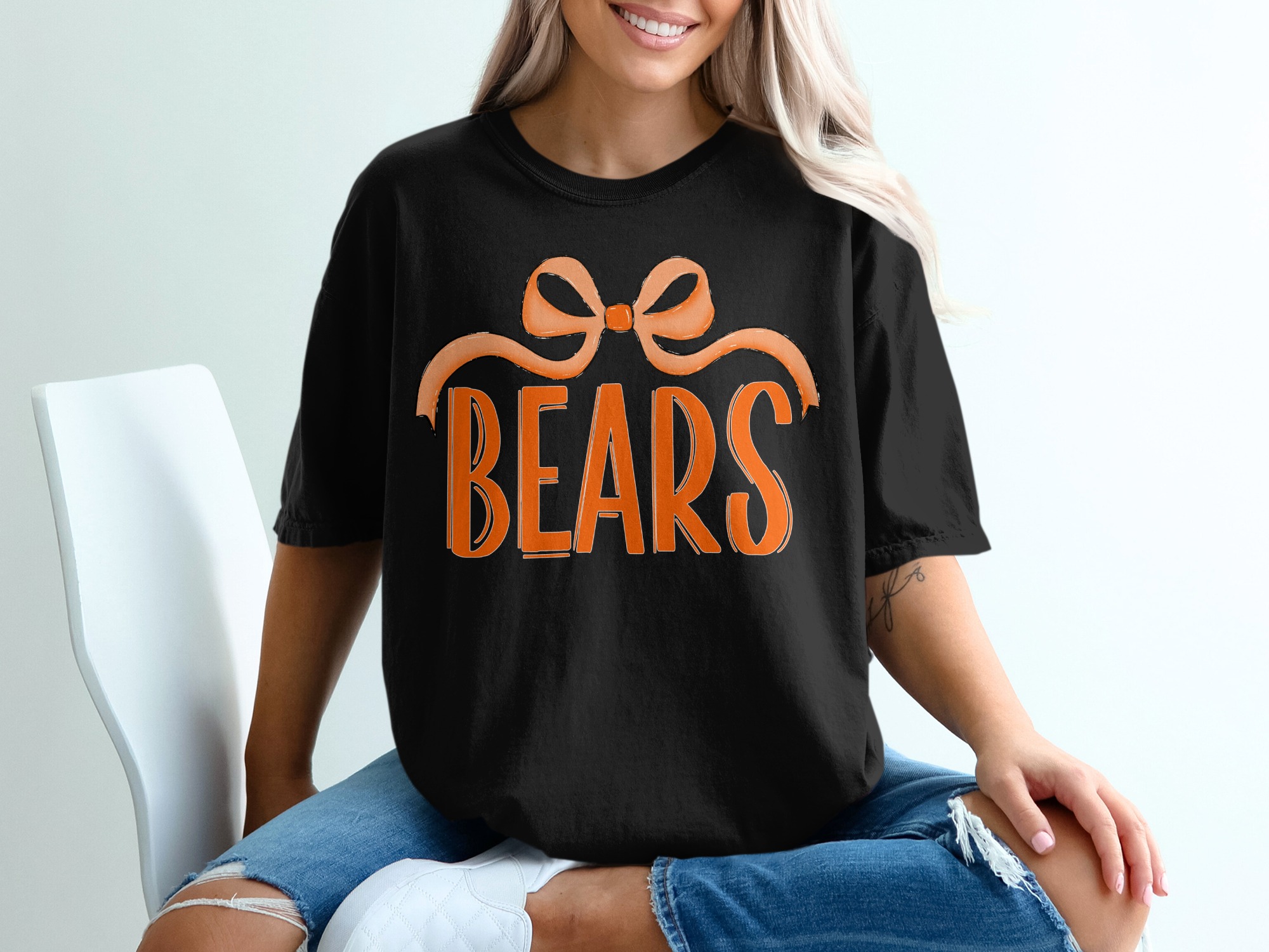 Bears T-Shirt Comfort Colors 1717, Bow Graphic Tee, College Football Shirt, Game Day Shirt, Trendy TShirt, Cute Sports Tee, Gift For Her - Image 3