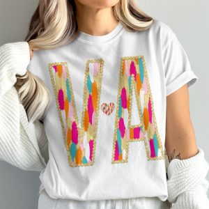 VA Letters T-Shirt, Initial Heart Shirt, Gold Letters Tee, Vibrant Painted Comfort Colors 1717 Shirt, Personalized Gifts, V A T Shirt