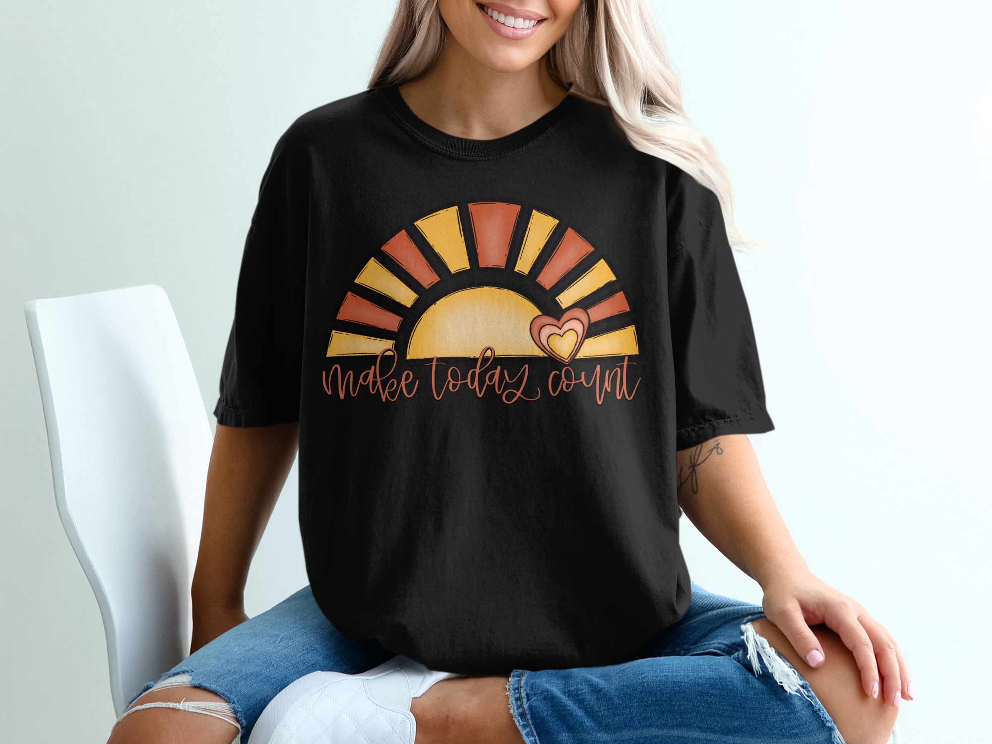 Make Today Count T-Shirt, Positive Vibes Tee, Comfort Colors 1717, Motivational Shirt, Sunrise Heart T Shirt, Inspirational Gift - Image 3