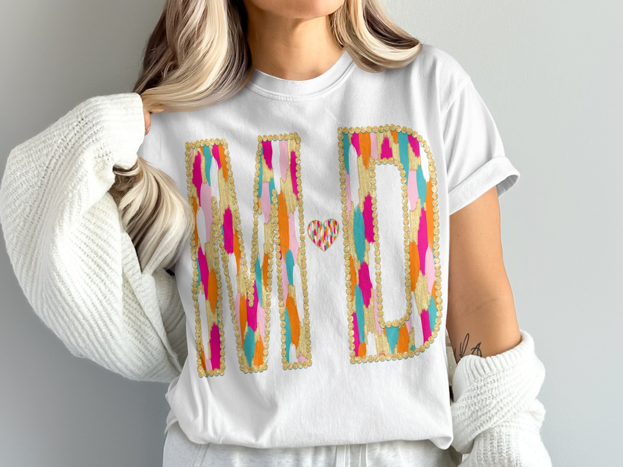 HD Initial T Shirt, Comfort Colors 1717, Gold Letters Tee, Heart Initial Shirt, Colorful Initial T-Shirt, Custom Initial T-Shirt