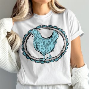 Comfort Colors 1717 Show Mom T-Shirt, Chicken Tee, Farm Animal Gift, Turquoise Chicken Design, Poultry Lover Shirt, Mom T Shirt