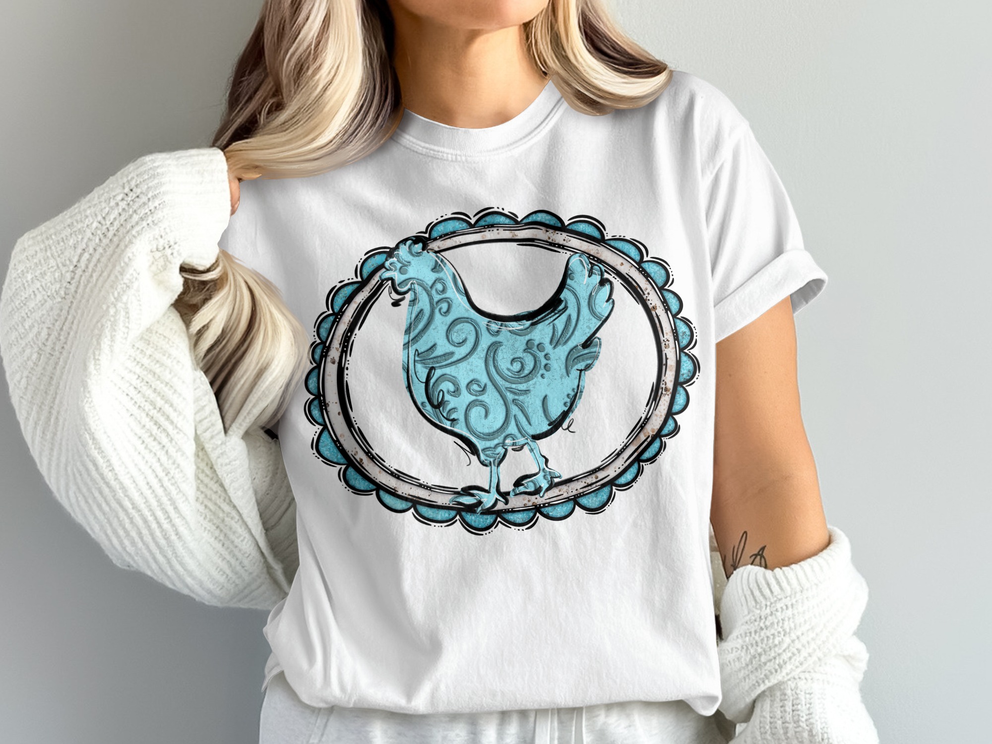 Comfort Colors 1717 Show Mom T-Shirt, Chicken Tee, Farm Animal Gift, Turquoise Chicken Design, Poultry Lover Shirt, Mom T Shirt