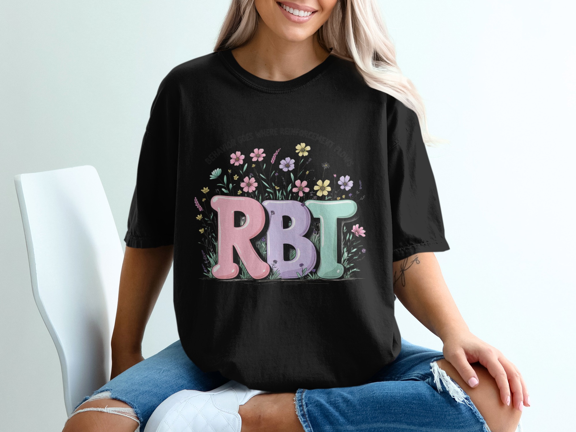 RBT T-Shirt, Behavior Goes Where Reinforcement Flows Shirt, Therapist Tee, Psychology Shirt, Teacher Shirt, Special Education TShirt - Image 3