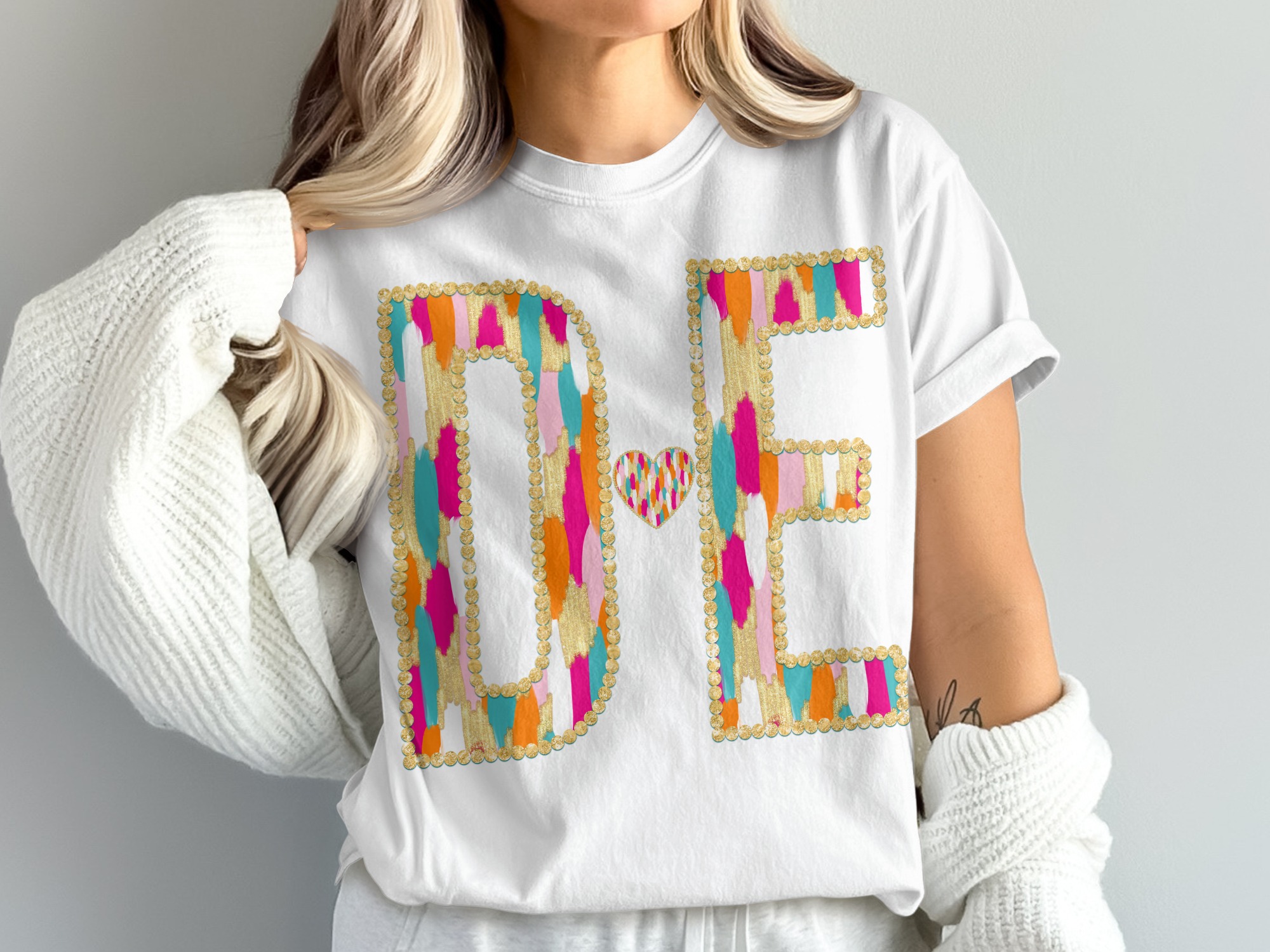 DE Initials Heart T-Shirt, Colorful Brush Strokes, Comfort Colors 1717 Shirt, Personalized Gift, Custom Tee, Trendy Shirt, Casual T-Shirt