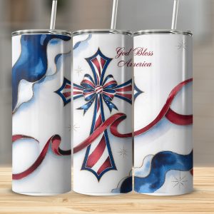 God Bless America 20oz Sublimation Digital Download, Patriotic Tumbler Design, Cross Tumbler Design, American Flag, Christian Sublimation