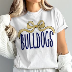 Bulldogs T-Shirt, Team Spirit Tee, Cute Bow Design, Comfort Colors 1717, Game Day Apparel, Trendy Graphic Top, Gift For Her, School Pride