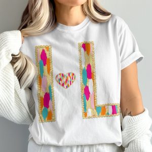 HL Heart T-Shirt, Initial Tee, Colorful Graphic Tee, Comfort Colors 1717 T-Shirt, Monogram T-Shirt, Trendy Shirt, Aesthetic Clothing