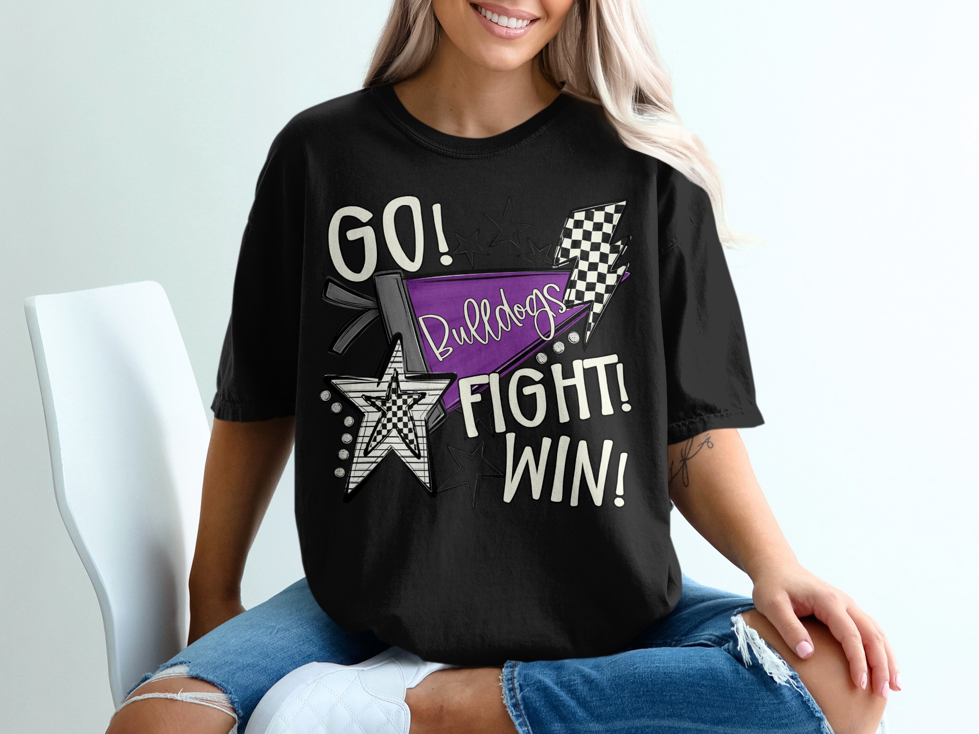 Go Bulldogs T-Shirt, Fight Win Tee, Comfort Colors 1717, School Spirit, College Game Day, Team Pride, Fan Apparel, Graphic T-Shirt - Image 3